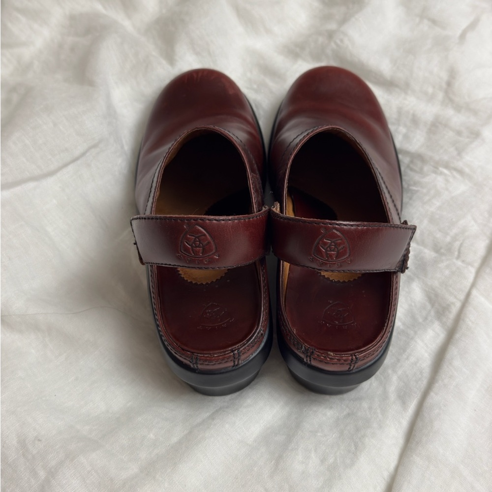 Ariat Red Leather Slip On Clogs Size 7 Classic Western - Picture 9 of 11